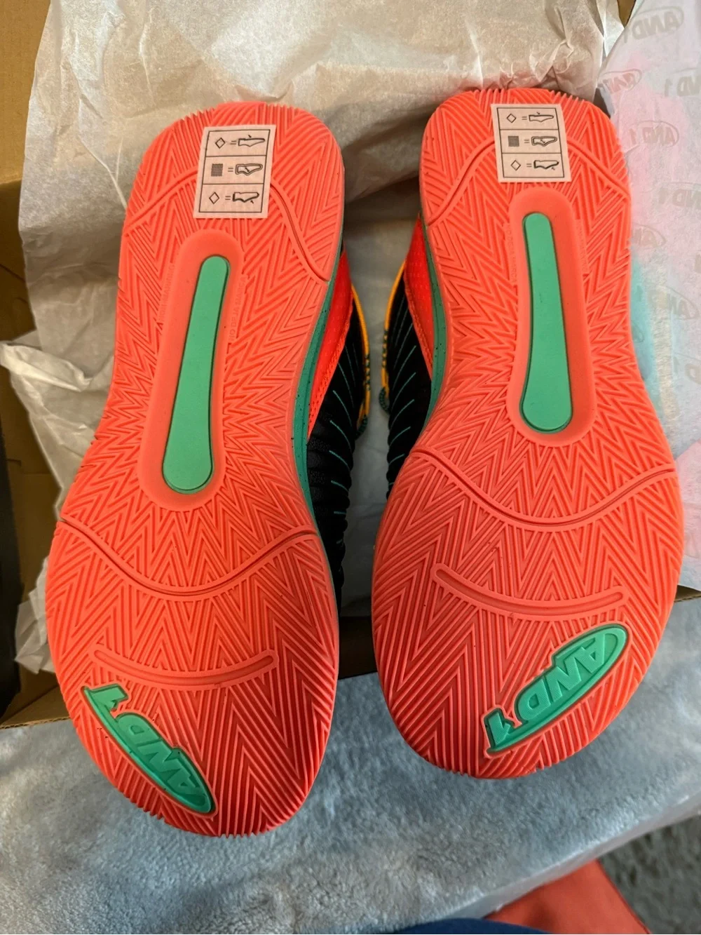And1 Low-Top Athletic Shoes in Black, Teal & Coral